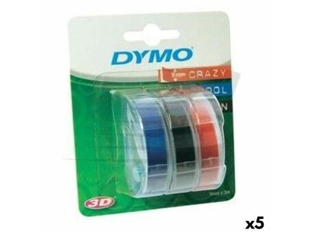 Laminowana Taśma do Drukarki Etykiet Dymo 9 mm x 3 m Czerwony Czarny Niebieski (5 Sztuk)