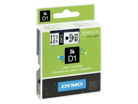 Laminowana Taśma do Drukarki Etykiet Dymo D1 43613 6 mm LabelManager™ Biały Czarny (5 Sztuk)