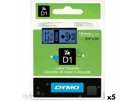 Laminowana Taśma do Drukarki Etykiet Dymo D1 45806 LabelManager™ Czarny Niebieski (5 Sztuk)