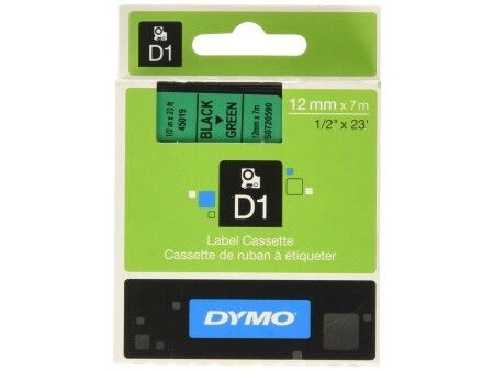 Laminowana Taśma do Drukarki Etykiet Dymo D1 45019 12 mm LabelManager™ Kolor Zielony Czarny (5 Sztuk)