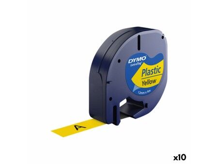 Laminowana Taśma do Drukarki Etykiet Dymo 91202 12 mm LetraTag® Czarny Żółty (10 Sztuk)