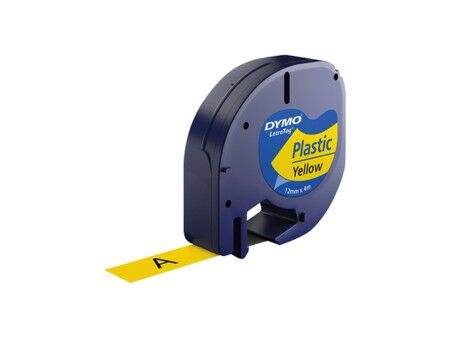 Laminowana Taśma do Drukarki Etykiet Dymo 91202 12 mm LetraTag® Czarny Żółty (10 Sztuk)