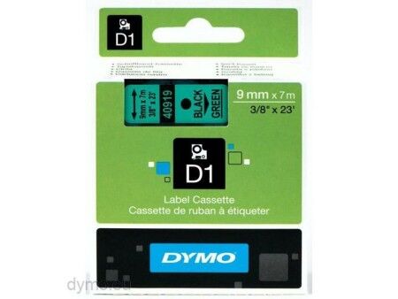 Laminowana Taśma do Drukarki Etykiet Dymo D1 40919 9 mm LabelManager™ Czarny Kolor Zielony (5 Sztuk)