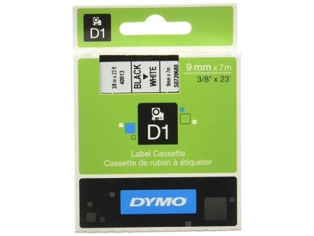 Laminowana Taśma do Drukarki Etykiet Dymo D1 41913 9 mm LabelManager™ Biały Czarny (5 Sztuk)