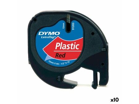 Laminowana Taśma do Drukarki Etykiet Dymo 91203 12 mm LetraTag® Czarny Czerwony (10 Sztuk)