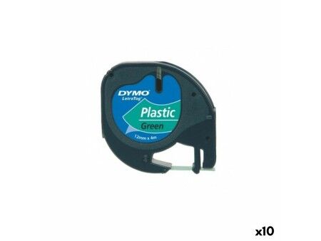 Laminowana Taśma do Drukarki Etykiet Dymo 91204 12 mm LetraTag® Czarny Kolor Zielony (10 Sztuk)