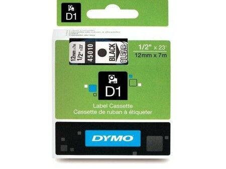 Laminowana Taśma do Drukarki Etykiet Dymo D1 45010 12 mm LabelManager™ Przezroczysty Czarny (5 Sztuk)