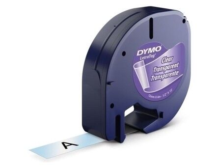 Laminowana Taśma do Drukarki Etykiet Dymo 12267 12 mm x 4 m Przezroczysty Plastikowy Czarny (10 Sztuk)