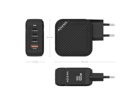 Ładowarka Ścienna Aisens ASCH-100W4P029-BK 100 W Czarny (1 Sztuk)