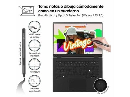Laptop2 w 1 LG 14T90S-G.AA75B 14" intel core ultra 7 16 GB RAM 512 GB SSD Qwerty Hiszpańska