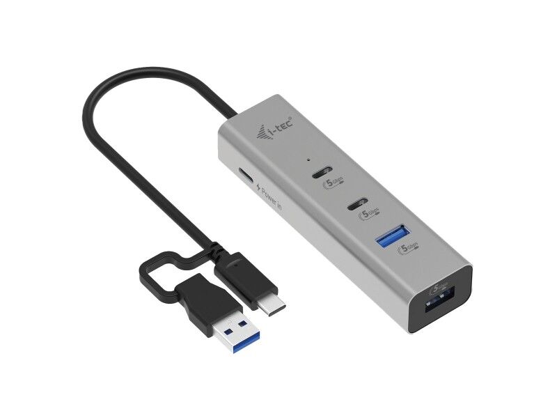 HUB USB i-Tec CAHUBMETAL2A2CPD Srebrzysty