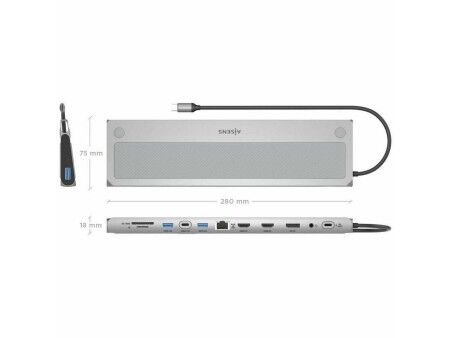 HUB USB Aisens ASUC-12P020-GR Szary 100 W 50 W