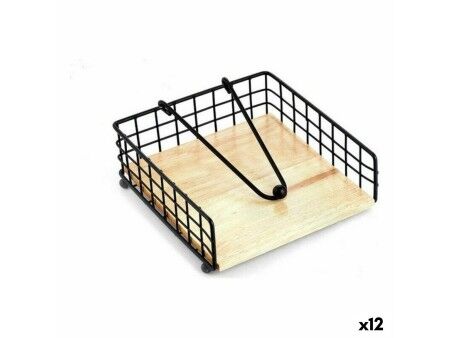 uchwyt do serwetek Confortime 158733 Czarny Metal 19 x 19 x 7 cm (12 Sztuk)