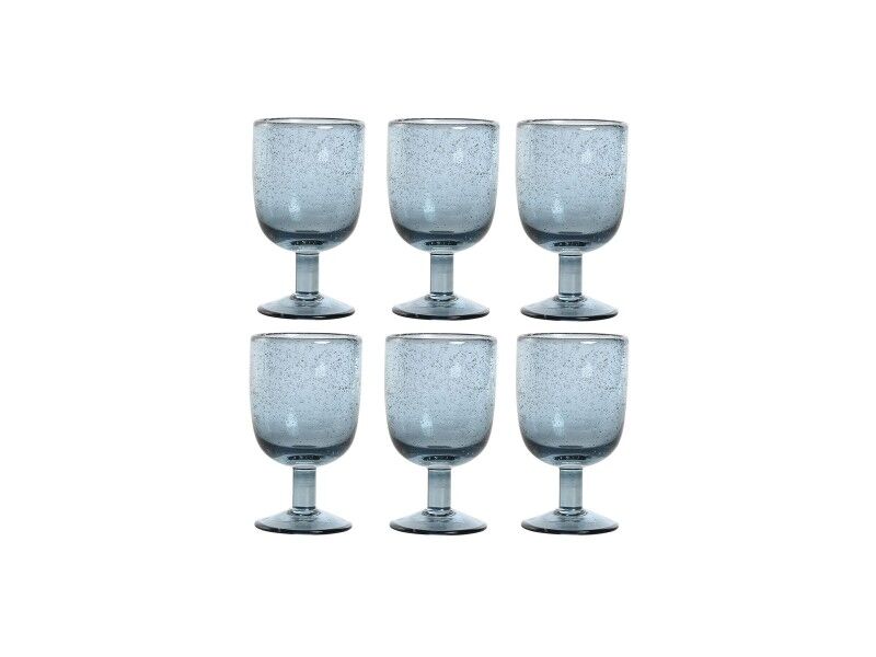 Zestaw kubków Home ESPRIT Niebieski Szkło 300 ml 8 x 8 x 14 cm (6 Sztuk)