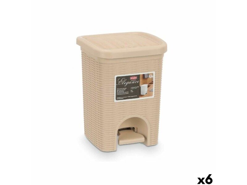 Kosz na Śmieci Stefanplast 30134 Beżowy Plastikowy 6 L (6 Sztuk)