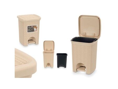 Kosz na Śmieci Stefanplast 30134 Beżowy Plastikowy 6 L (6 Sztuk)