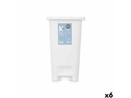Kosz na Śmieci z Pedałem ABK-142 2 Biały Plastikowy 25 L (6 Sztuk)