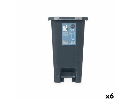 Kosz na Śmieci z Pedałem ABK-142 Antracyt Plastikowy 25 L (6 Sztuk)