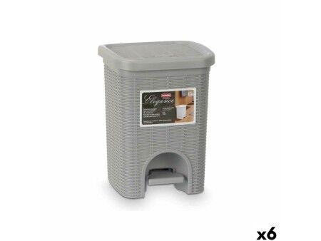 Kosz na Śmieci Stefanplast 30132 Jasnoszary Plastikowy 6 L (6 Sztuk)