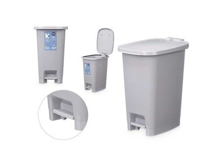 Kosz na Śmieci z Pedałem ABK-142 1 Szary Plastikowy 25 L (6 Sztuk)