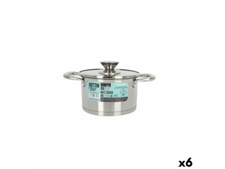 Garnek ze Szklaną Przykrywką Quttin Hermes Stal 1,8 L (6 Sztuk)