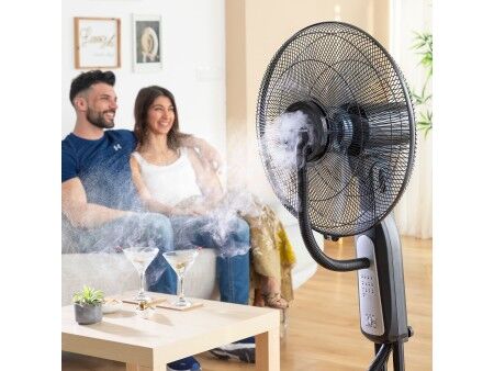 Wiatrak z rozpylaczem sterowany pilotem InnovaGoods Mistinn Czarny 90 W 2,8 L
