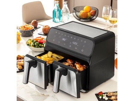 Frytkownica na gorące powietrze InnovaGoods Fryinn Double 8000 Czarny 3400 W 8 L Stal nierdzewna