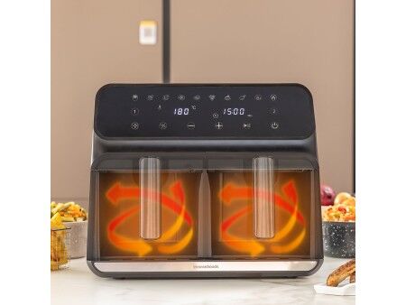 Frytkownica na gorące powietrze InnovaGoods Fryinn Double 8000 Czarny 3400 W 8 L Stal nierdzewna