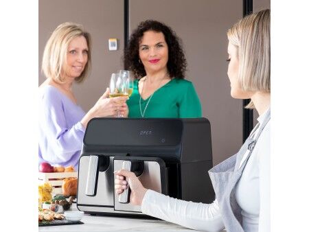 Frytkownica na gorące powietrze InnovaGoods Fryinn Double 8000 Czarny 3400 W 8 L Stal nierdzewna