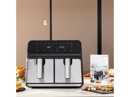 Frytkownica na gorące powietrze InnovaGoods Fryinn Double 8000 Czarny 3400 W 8 L Stal nierdzewna