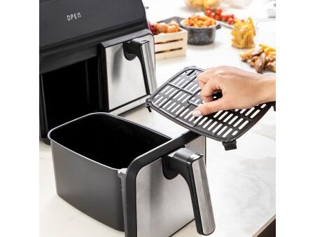 Frytkownica na gorące powietrze InnovaGoods Fryinn Double 8000 Czarny 3400 W 8 L Stal nierdzewna