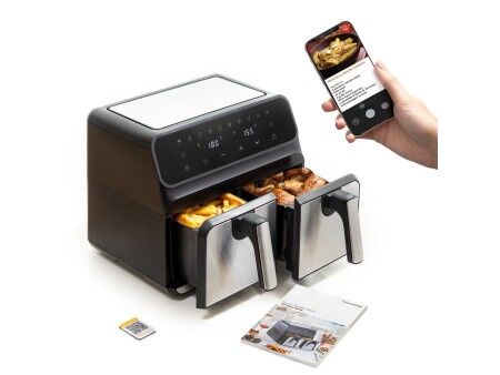 Frytkownica na gorące powietrze InnovaGoods Fryinn Double 8000 Czarny 3400 W 8 L Stal nierdzewna