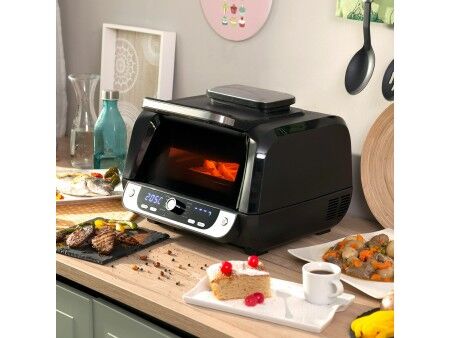 Frytkownica na gorące powietrze z grillem, akcesoriami i książką kucharską InnovaGoods Fryinn 12-in-1 6000 Czarny Stal 3400 W 6 