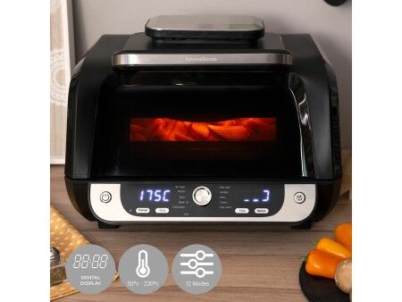Frytkownica na gorące powietrze z grillem, akcesoriami i książką kucharską InnovaGoods Fryinn 12-in-1 6000 Czarny Stal 3400 W 6 