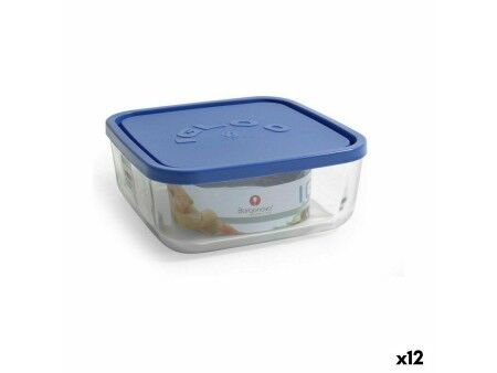 Pojemnik na Lunch Borgonovo Kwadratowy Niebieski 1,8 L 18,5 x 18,5 x 7,4 cm (12 Sztuk)