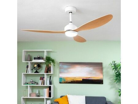 Wentylator sufitowy z oświetleniem LED i 3 łopatkami z ABS Wuled InnovaGoods Drewno 36 W 52" Ø132 cm