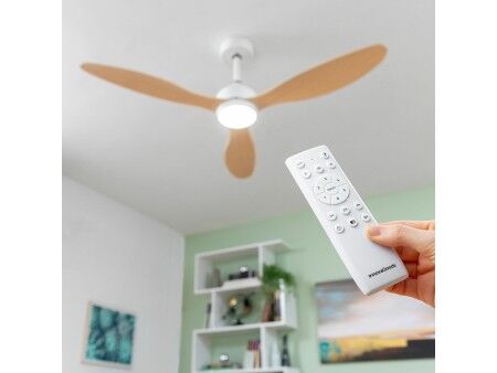 Wentylator sufitowy z oświetleniem LED i 3 łopatkami z ABS Wuled InnovaGoods Drewno 36 W 52" Ø132 cm