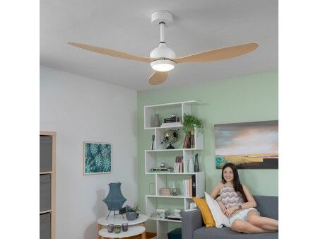 Wentylator sufitowy z oświetleniem LED i 3 łopatkami z ABS Wuled InnovaGoods Drewno 36 W 52" Ø132 cm