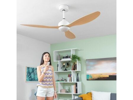 Wentylator sufitowy z oświetleniem LED i 3 łopatkami z ABS Wuled InnovaGoods Drewno 36 W 52" Ø132 cm