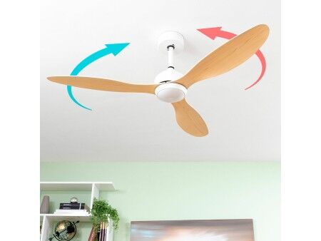 Wentylator sufitowy z oświetleniem LED i 3 łopatkami z ABS Wuled InnovaGoods Drewno 36 W 52" Ø132 cm