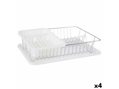 Ociekacz do Naczyń Biały Metal Plastikowy 43,5 x 11 x 33,5 cm (4 Sztuk)