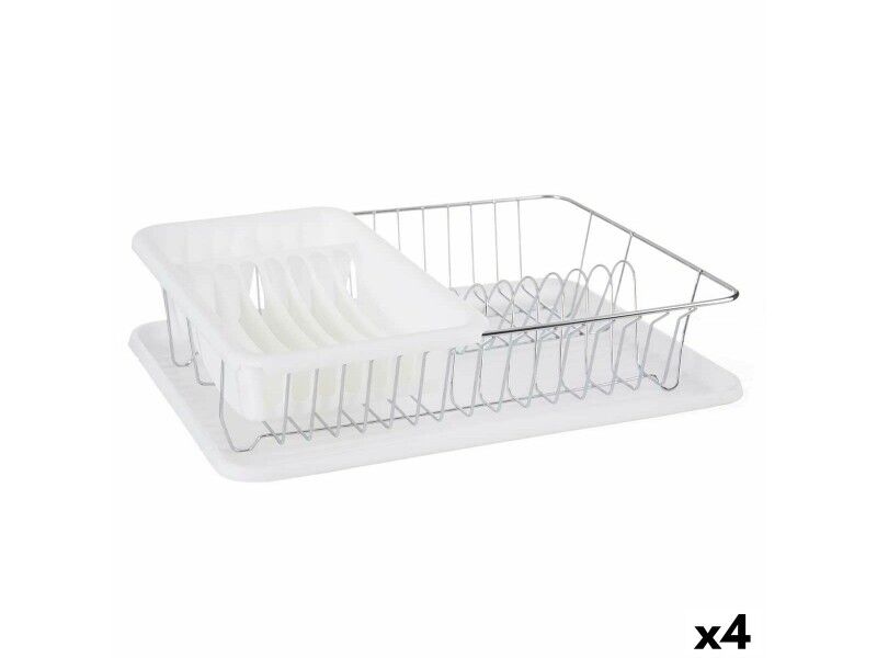 Ociekacz do Naczyń Biały Metal Plastikowy 43,5 x 11 x 33,5 cm (4 Sztuk)