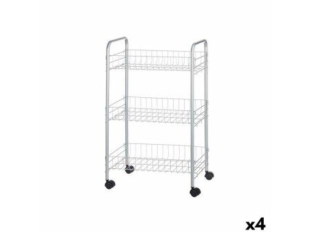 Wózek na Warzywa Srebrzysty Metal Plastikowy 37 x 27 x 62,3 cm (4 Sztuk)
