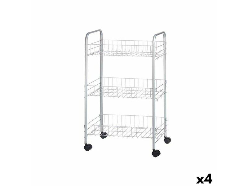 Wózek na Warzywa Srebrzysty Metal Plastikowy 37 x 27 x 62,3 cm (4 Sztuk)