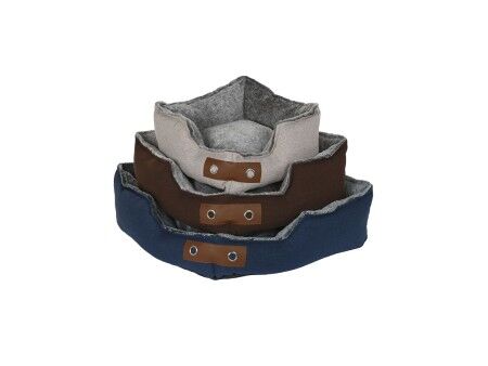Łóżko dla zwierząt domowych DKD Home Decor Brązowy Beżowy Granatowy 60 x 60 x 20 cm