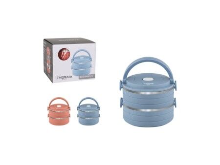 Set Pojemników na Lunch ThermoSport Niebieski Czerwony Stal Plastikowy 600 ml 2 Części (6 Sztuk)