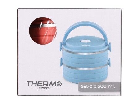 Set Pojemników na Lunch ThermoSport Niebieski Czerwony Stal Plastikowy 600 ml 2 Części (6 Sztuk)