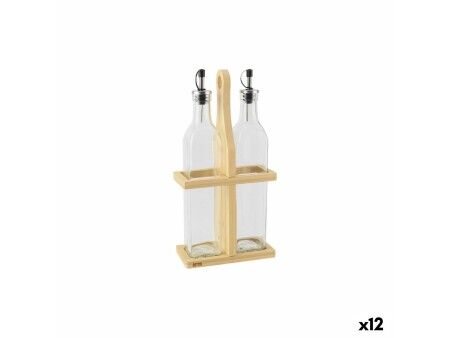 Zestaw do Przypraw Quttin Brązowy Przezroczysty Szkło Bambus 0,5 L 2 Części (12 Sztuk)
