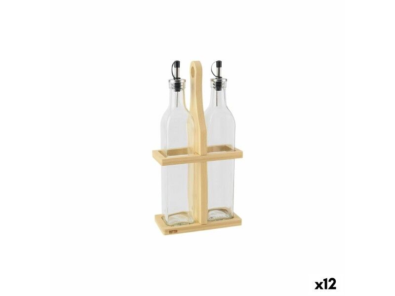 Zestaw do Przypraw Quttin Brązowy Przezroczysty Szkło Bambus 0,5 L 2 Części (12 Sztuk)