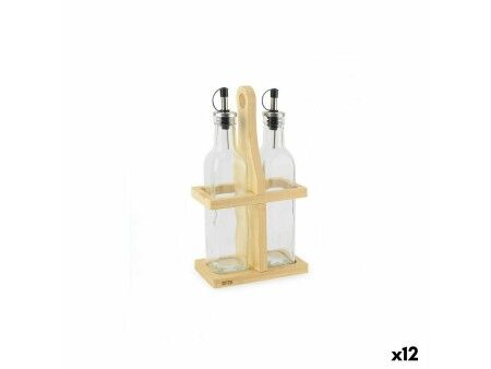 Zestaw do Przypraw Quttin Brązowy Przezroczysty Szkło Bambus 250 ml 2 Części (12 Sztuk)